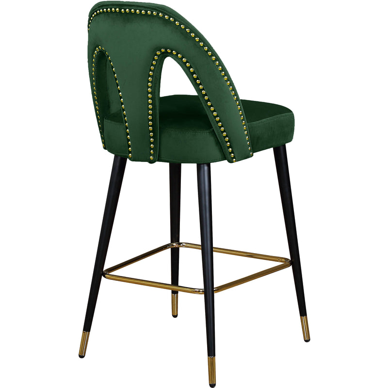 Meridian Akoya Green Velvet Stool IMAGE 3