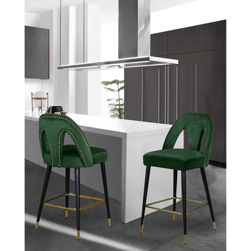 Meridian Akoya Green Velvet Stool IMAGE 4