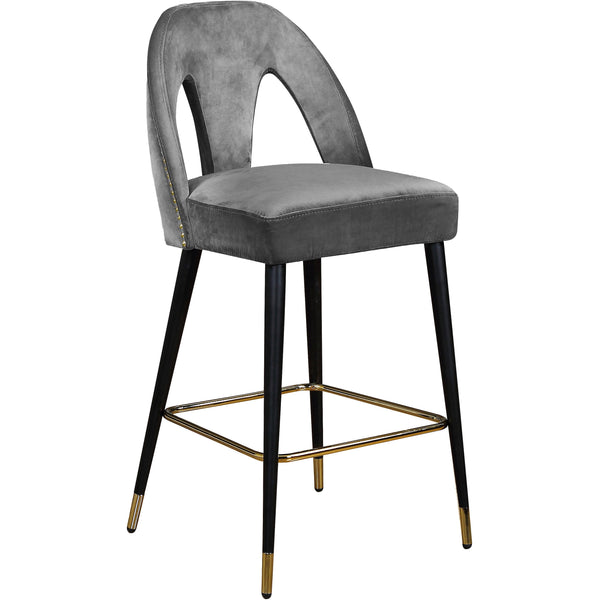 Meridian Akoya Grey Velvet Stool IMAGE 1