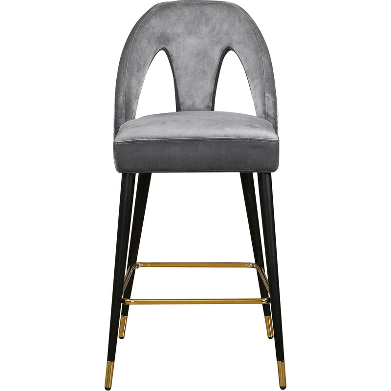 Meridian Akoya Grey Velvet Stool IMAGE 2