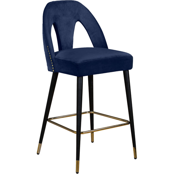 Meridian Akoya Navy Velvet Stool IMAGE 1