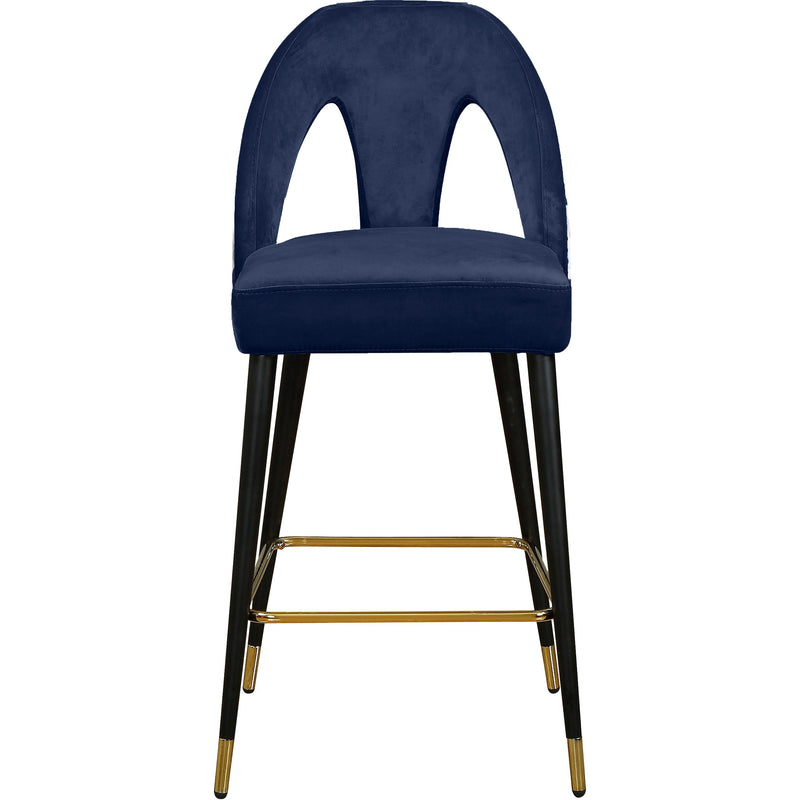 Meridian Akoya Navy Velvet Stool IMAGE 2