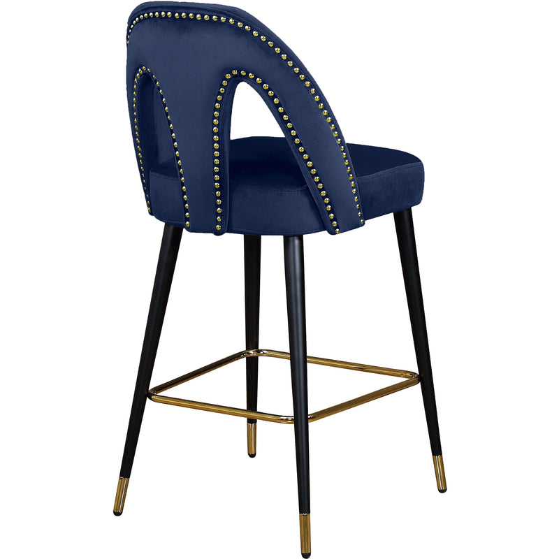 Meridian Akoya Navy Velvet Stool IMAGE 3