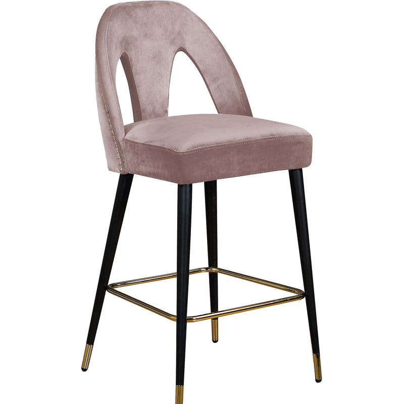 Meridian Akoya Pink Velvet Stool IMAGE 1