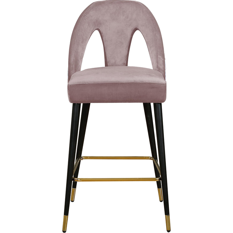 Meridian Akoya Pink Velvet Stool IMAGE 2