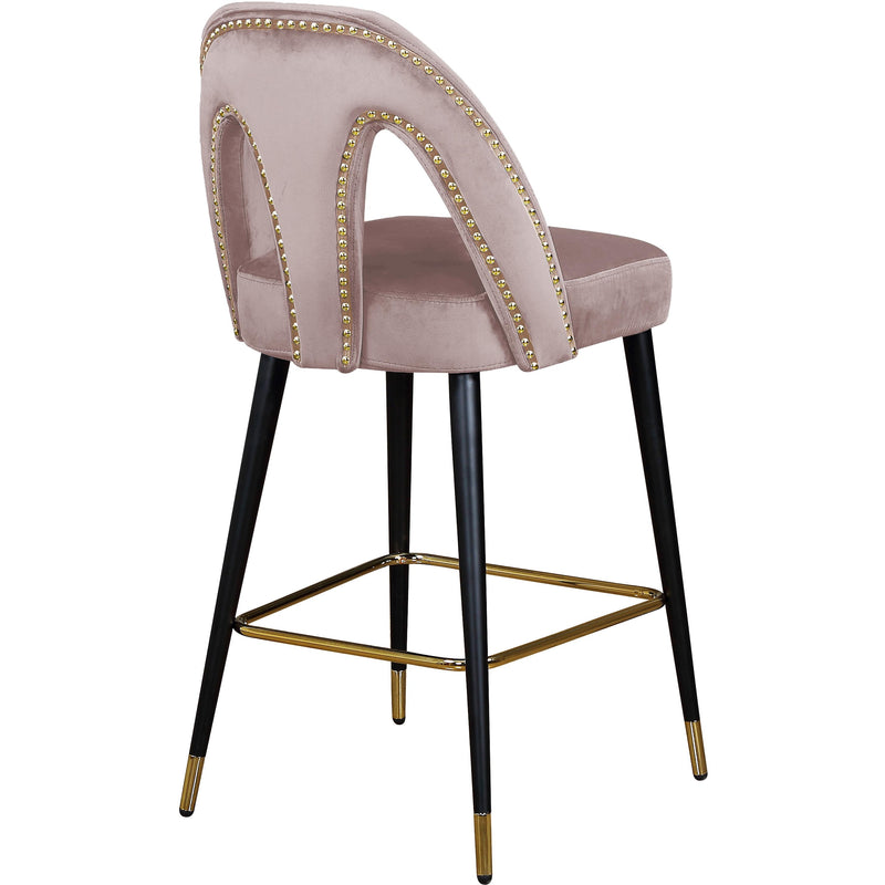 Meridian Akoya Pink Velvet Stool IMAGE 3