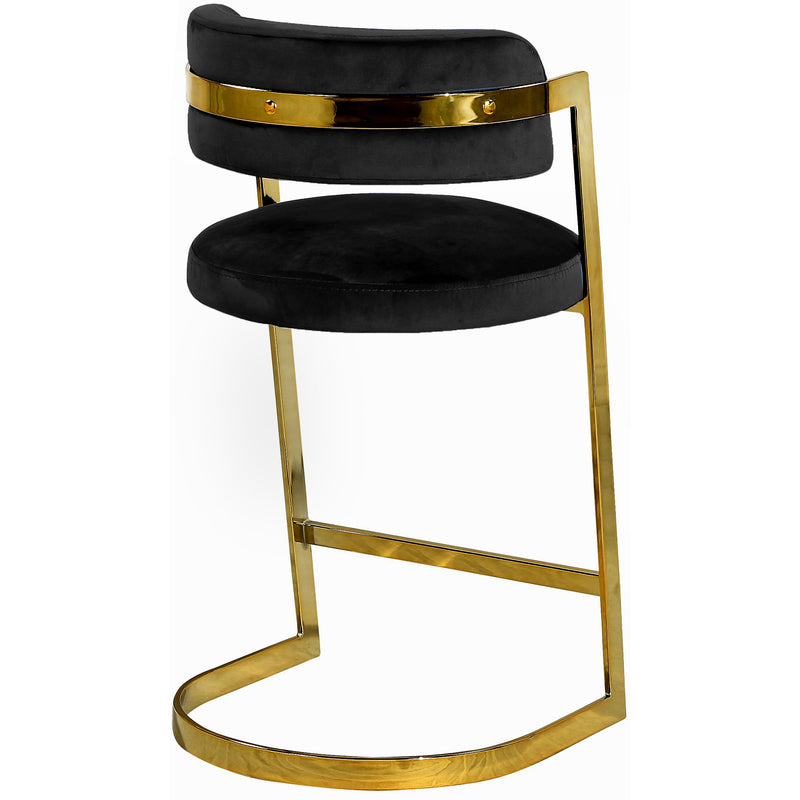 Meridian Stephanie Black Velvet Stool IMAGE 3