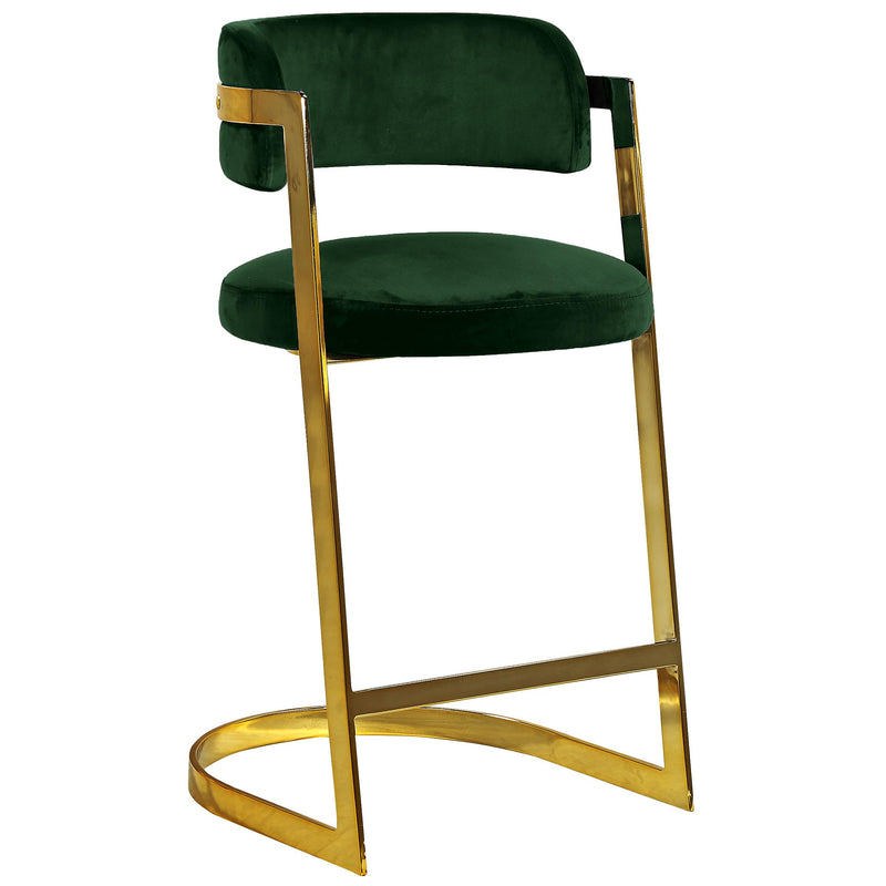 Meridian Stephanie Green Velvet Stool IMAGE 1