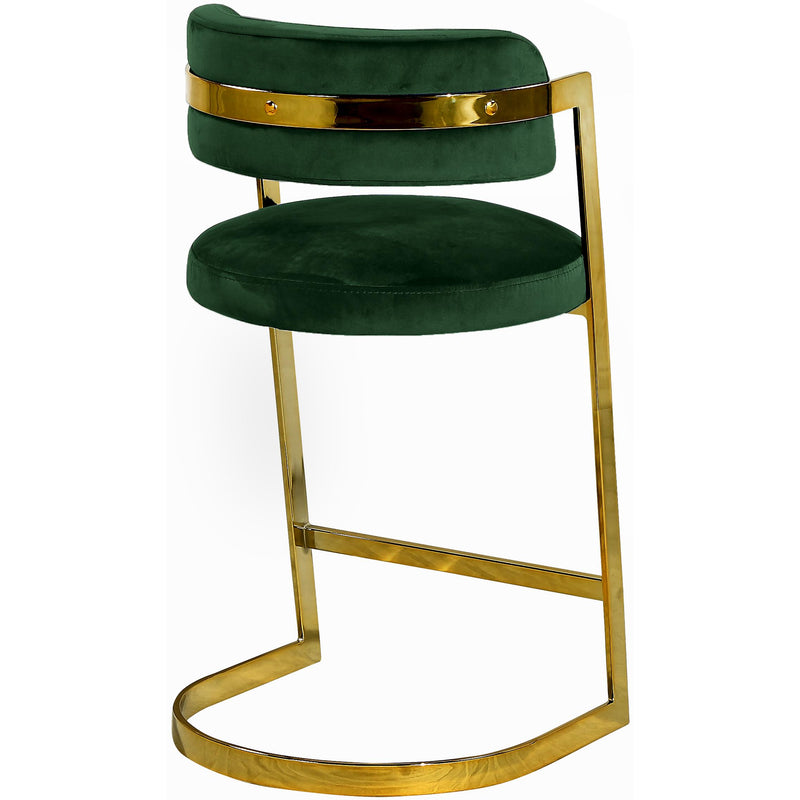 Meridian Stephanie Green Velvet Stool IMAGE 3