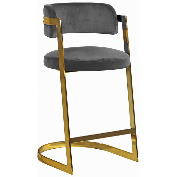 Meridian Stephanie Grey Velvet Stool IMAGE 1