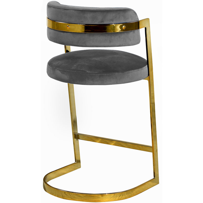 Meridian Stephanie Grey Velvet Stool IMAGE 3