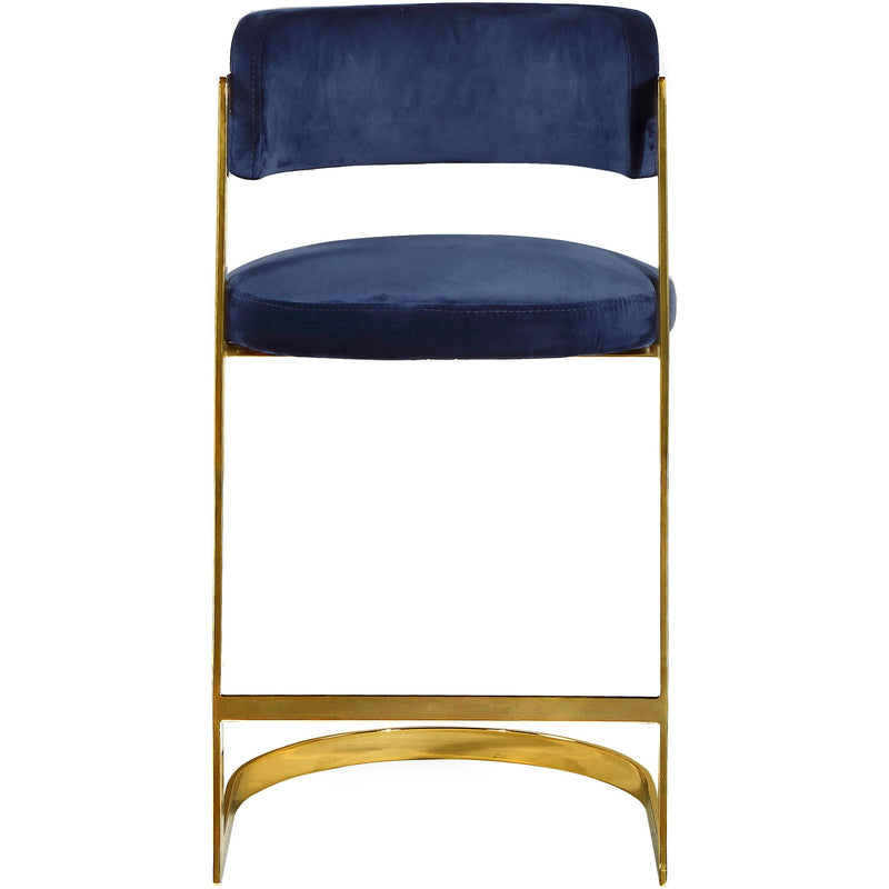 Meridian Stephanie Navy Velvet Stool IMAGE 2