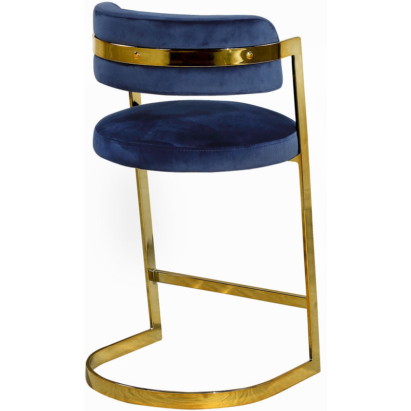 Meridian Stephanie Navy Velvet Stool IMAGE 3