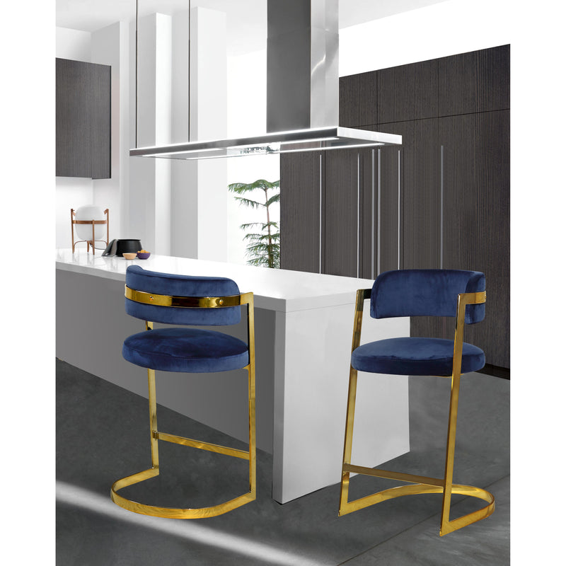 Meridian Stephanie Navy Velvet Stool IMAGE 4