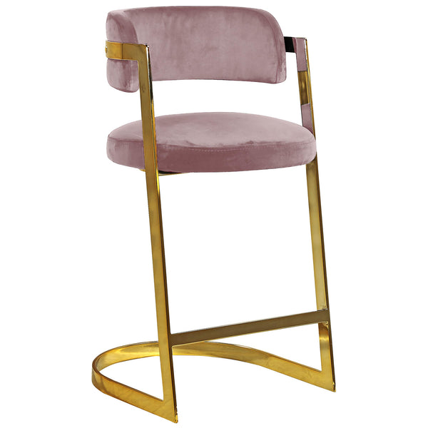 Meridian Stephanie Pink Velvet Stool IMAGE 1