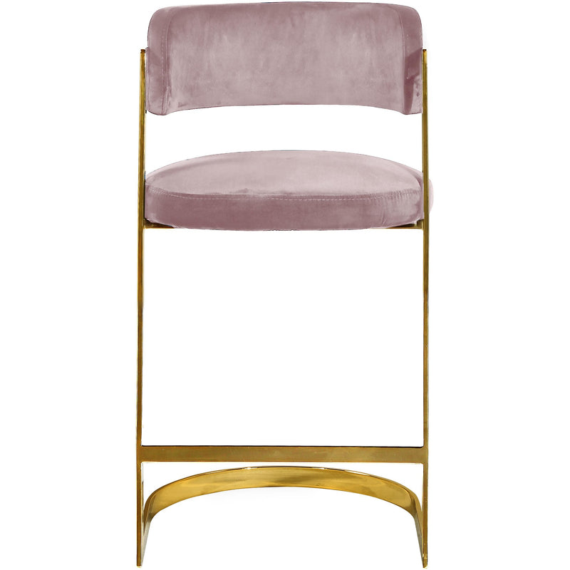 Meridian Stephanie Pink Velvet Stool IMAGE 2