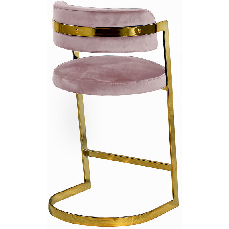 Meridian Stephanie Pink Velvet Stool IMAGE 3