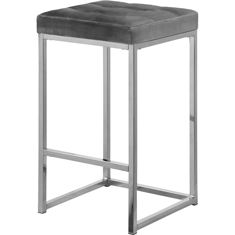 Meridian Nicola Grey Velvet Stool IMAGE 1