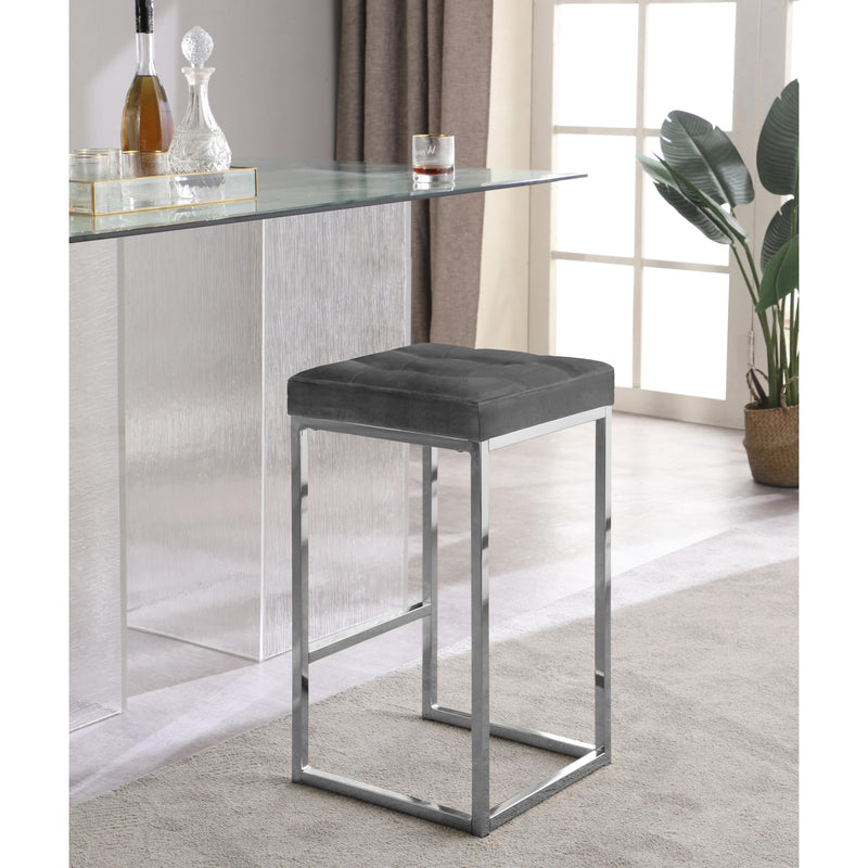 Meridian Nicola Grey Velvet Stool IMAGE 4