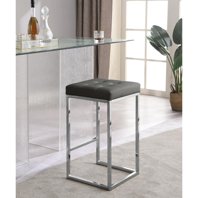 Meridian Nicola Grey Vegan Leather Stool IMAGE 4