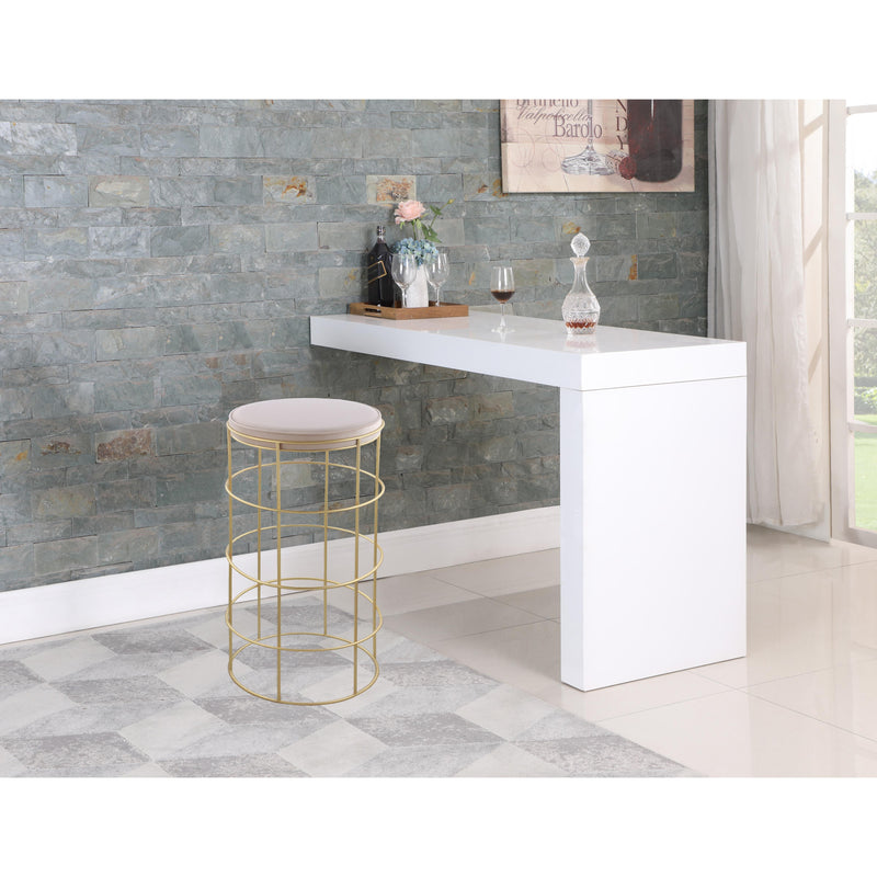 Meridian Rebar Cream Velvet Bar Stool IMAGE 2