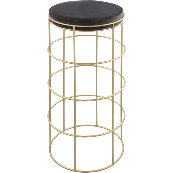 Meridian Rebar Grey Velvet Bar Stool IMAGE 1