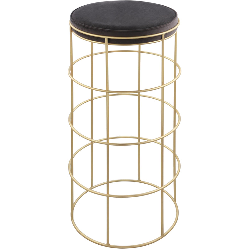 Meridian Rebar Grey Velvet Bar Stool IMAGE 1