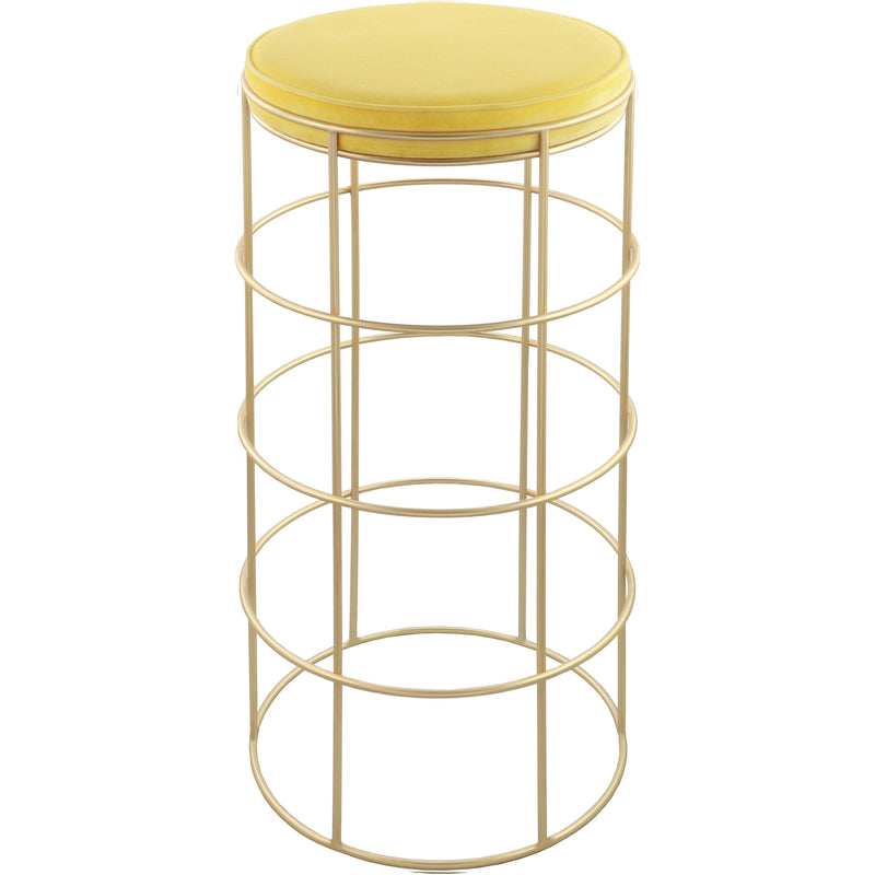 Meridian Rebar Yellow Velvet Bar Stool IMAGE 1