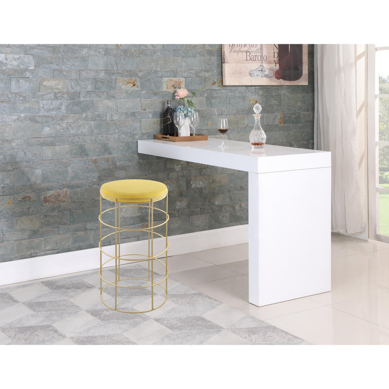 Meridian Rebar Yellow Velvet Bar Stool IMAGE 2