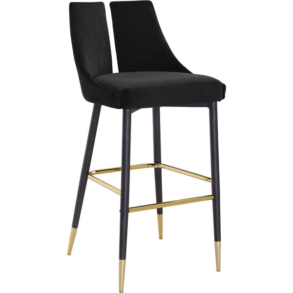 Meridian Sleek Black Velvet Stool IMAGE 1