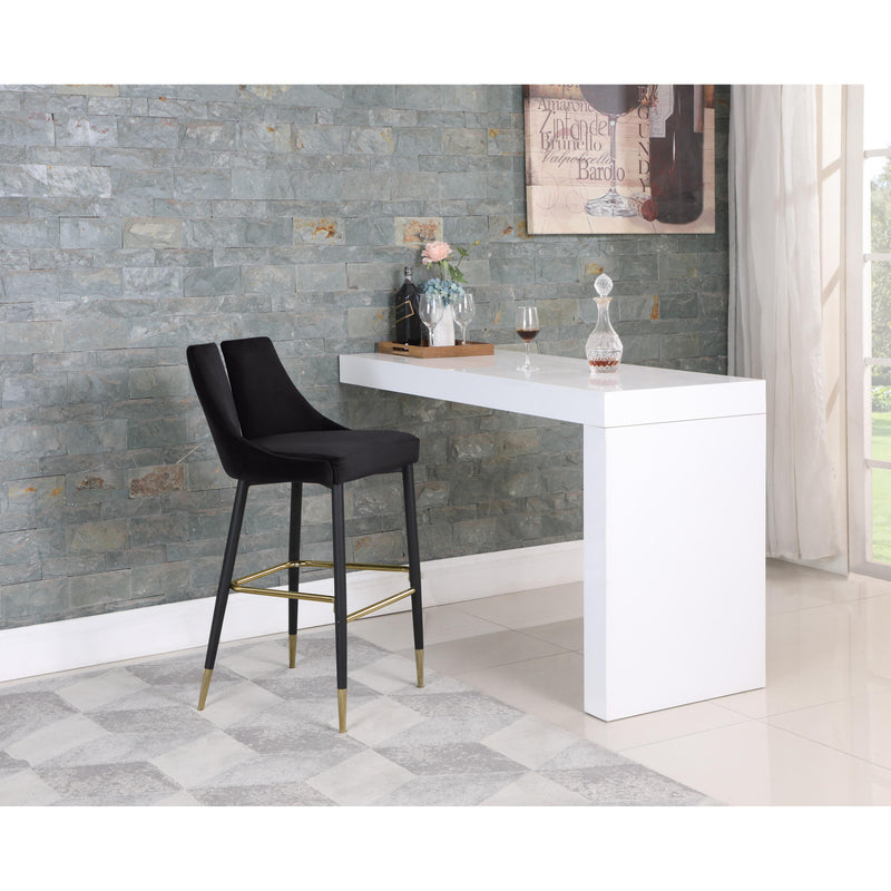 Meridian Sleek Black Velvet Stool IMAGE 6