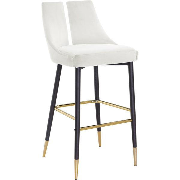 Meridian Sleek Cream Velvet Stool IMAGE 1