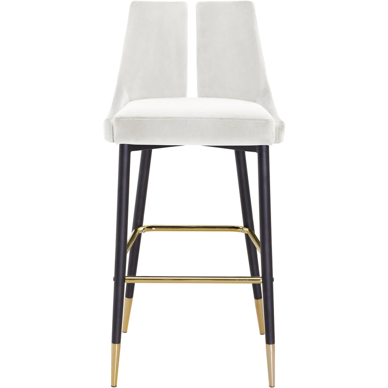 Meridian Sleek Cream Velvet Stool IMAGE 2