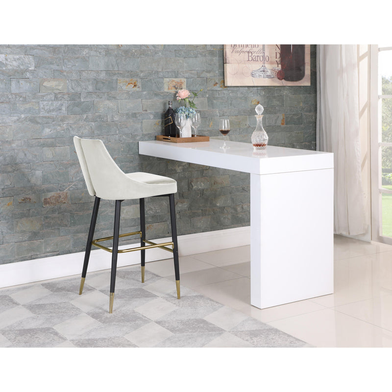 Meridian Sleek Cream Velvet Stool IMAGE 7