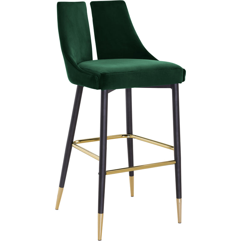 Meridian Sleek Green Velvet Stool IMAGE 1