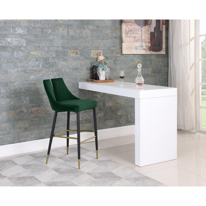 Meridian Sleek Green Velvet Stool IMAGE 6