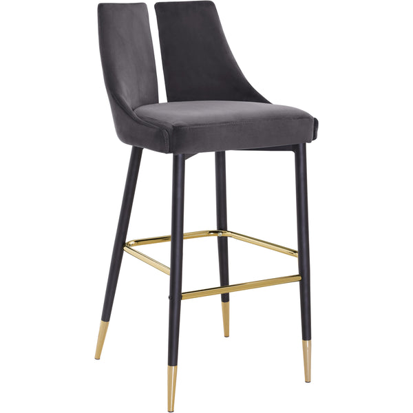 Meridian Sleek Grey Velvet Stool IMAGE 1