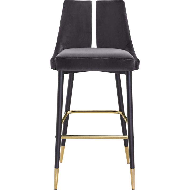 Meridian Sleek Grey Velvet Stool IMAGE 2