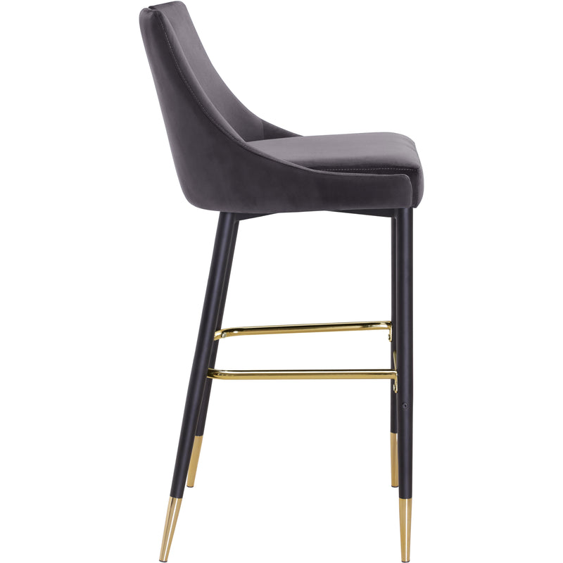 Meridian Sleek Grey Velvet Stool IMAGE 3