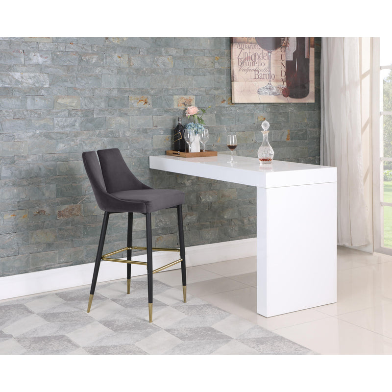 Meridian Sleek Grey Velvet Stool IMAGE 6