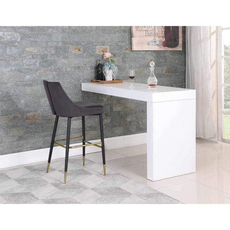 Meridian Sleek Grey Velvet Stool IMAGE 7