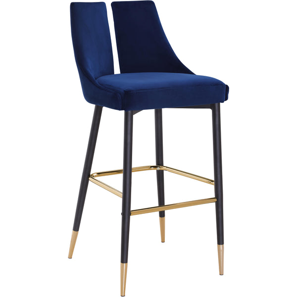 Meridian Sleek Navy Velvet Stool IMAGE 1