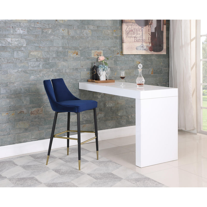 Meridian Sleek Navy Velvet Stool IMAGE 6