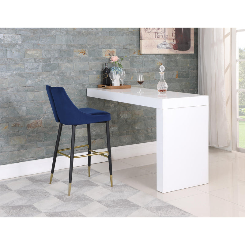 Meridian Sleek Navy Velvet Stool IMAGE 7