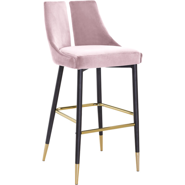 Meridian Sleek Pink Velvet Stool IMAGE 1