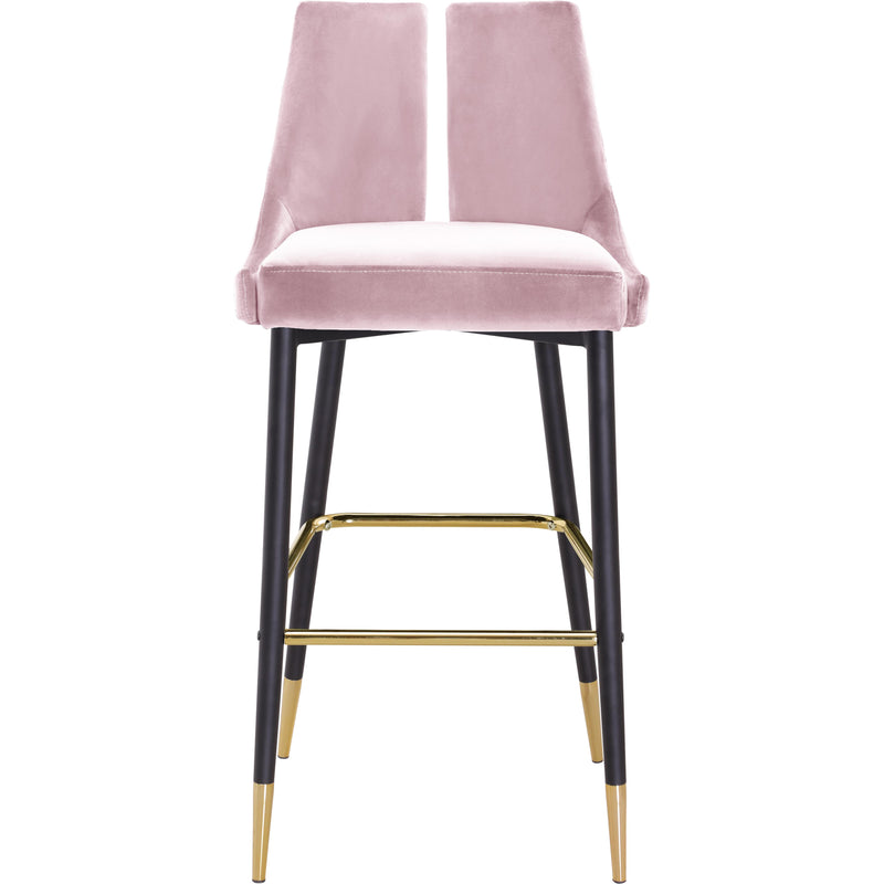 Meridian Sleek Pink Velvet Stool IMAGE 2