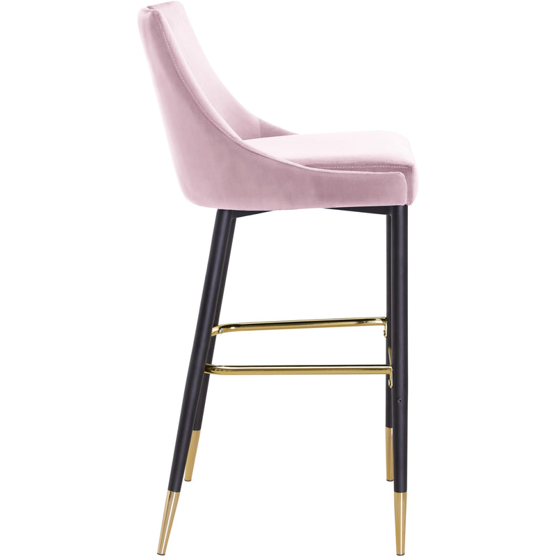 Meridian Sleek Pink Velvet Stool IMAGE 3