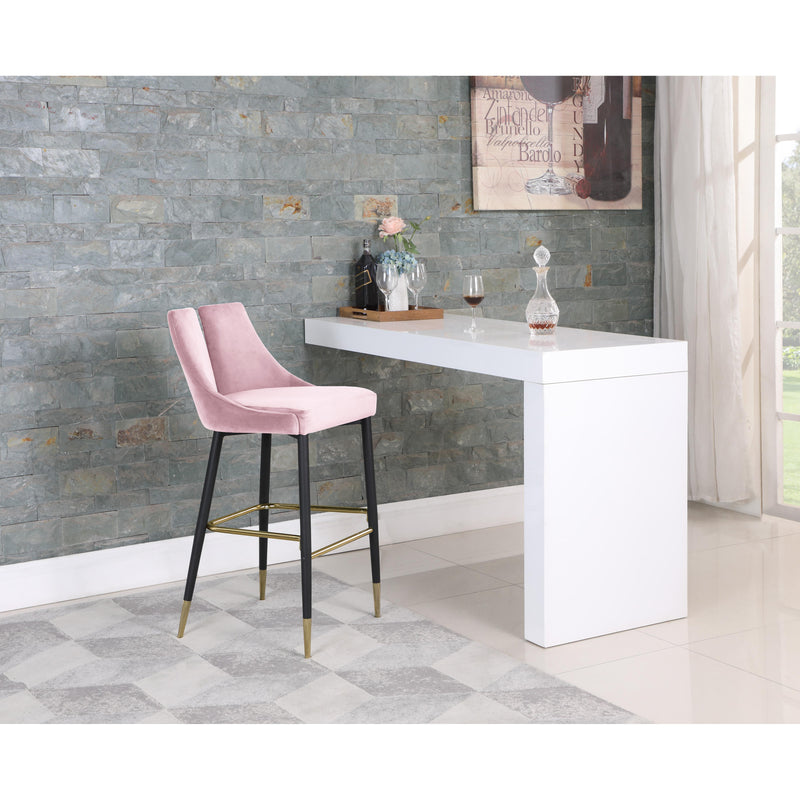 Meridian Sleek Pink Velvet Stool IMAGE 6