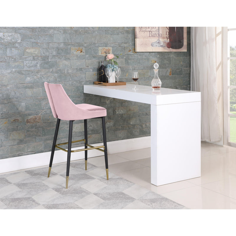 Meridian Sleek Pink Velvet Stool IMAGE 7