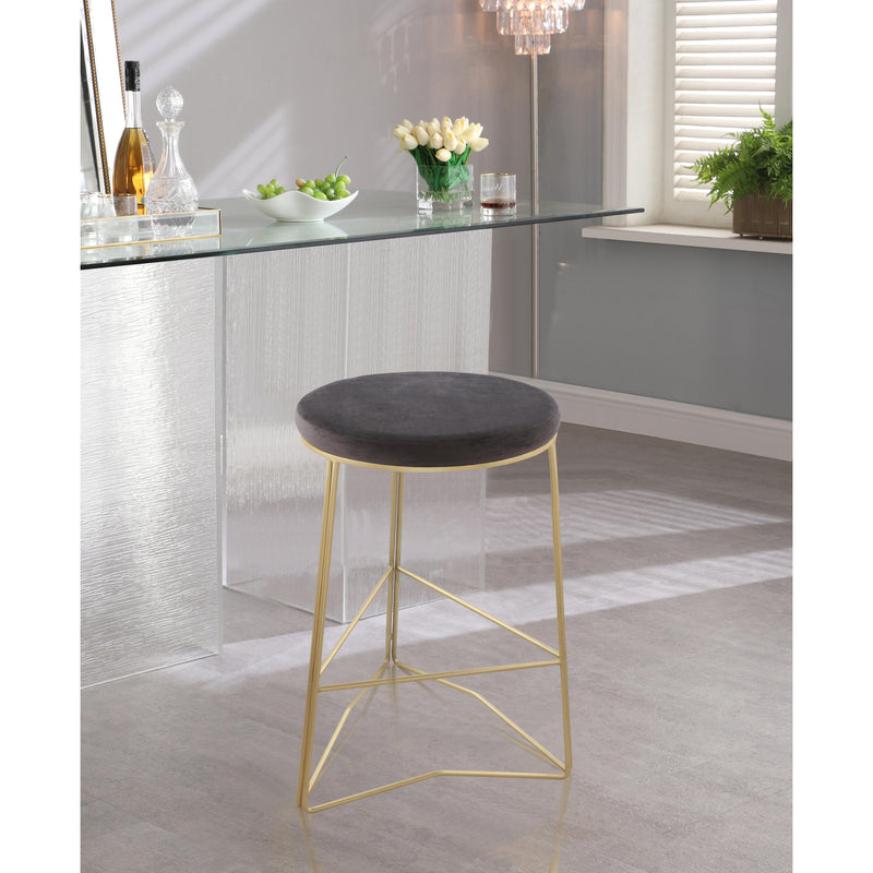 Meridian Tres Grey Velvet Counter Stool IMAGE 2